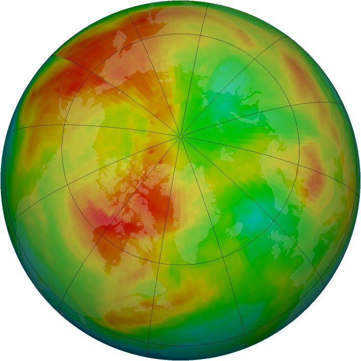 Arctic ozone map for 16 March 1992